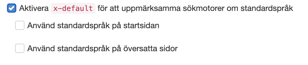 Ytterligare alternativ för standardspråk