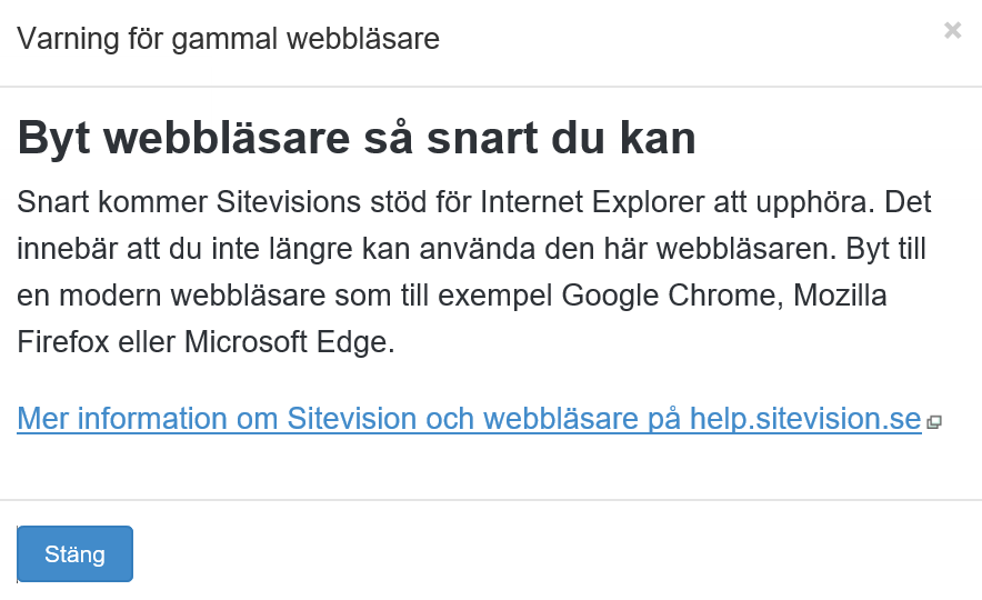 Varningsruta om IE11