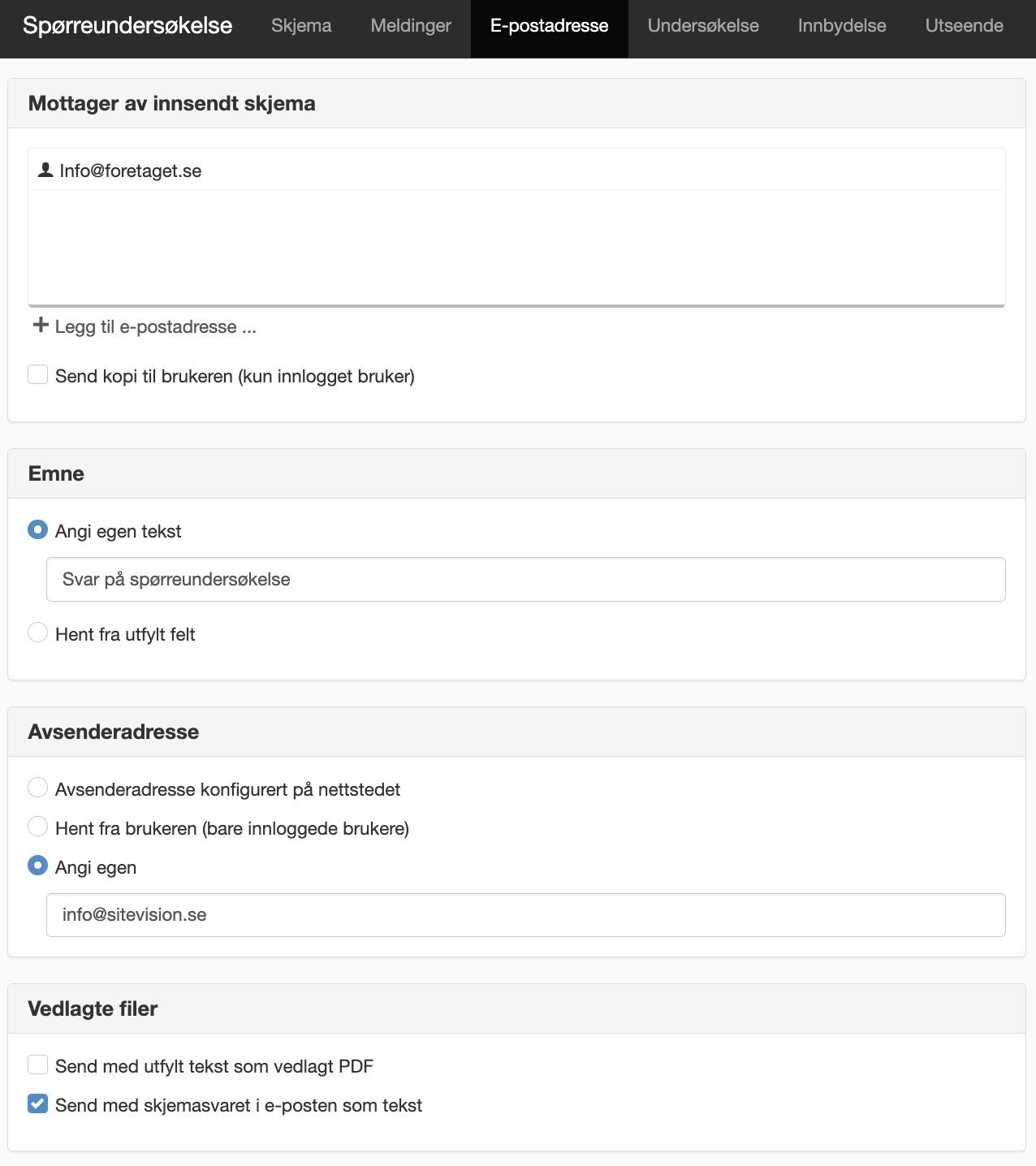 Fanen E-postadresse