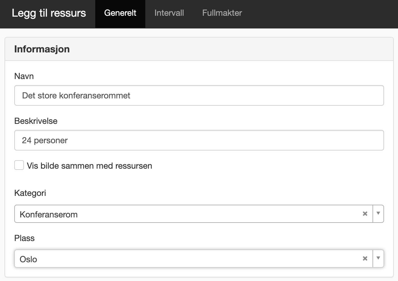 Legg til resurs - Generelt