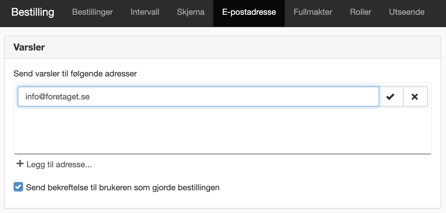 Fanen E-postadresse