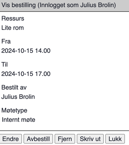 Vis bestilling
