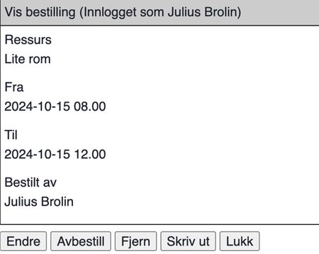Vis bestilling