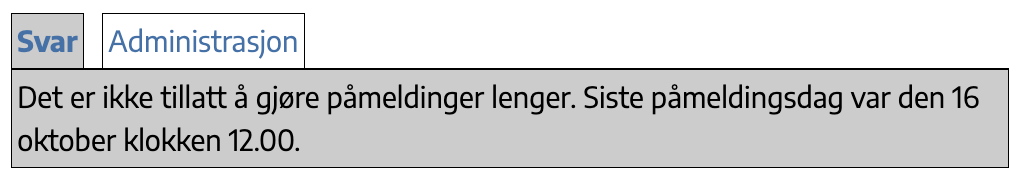 Siste dag for registrering er passert