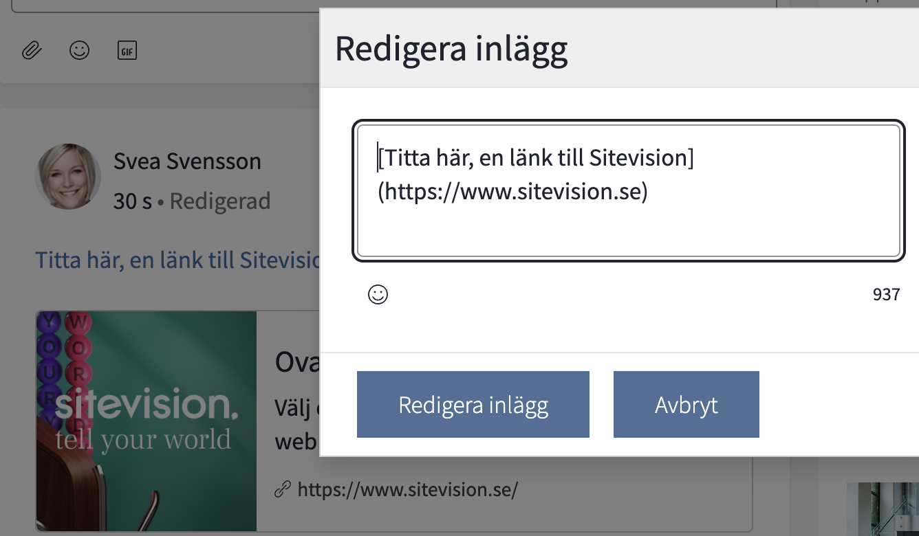 Skriv egna länkar