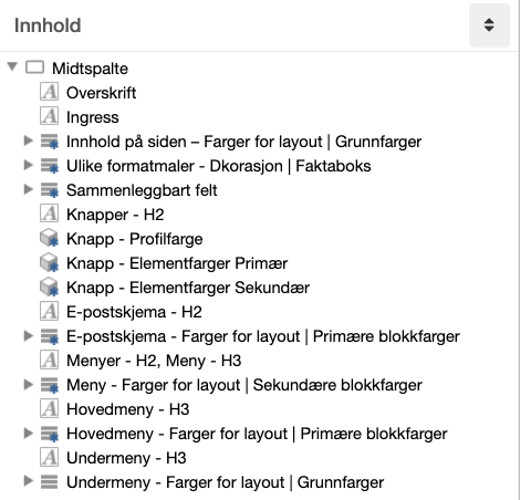 Innhold på en side.