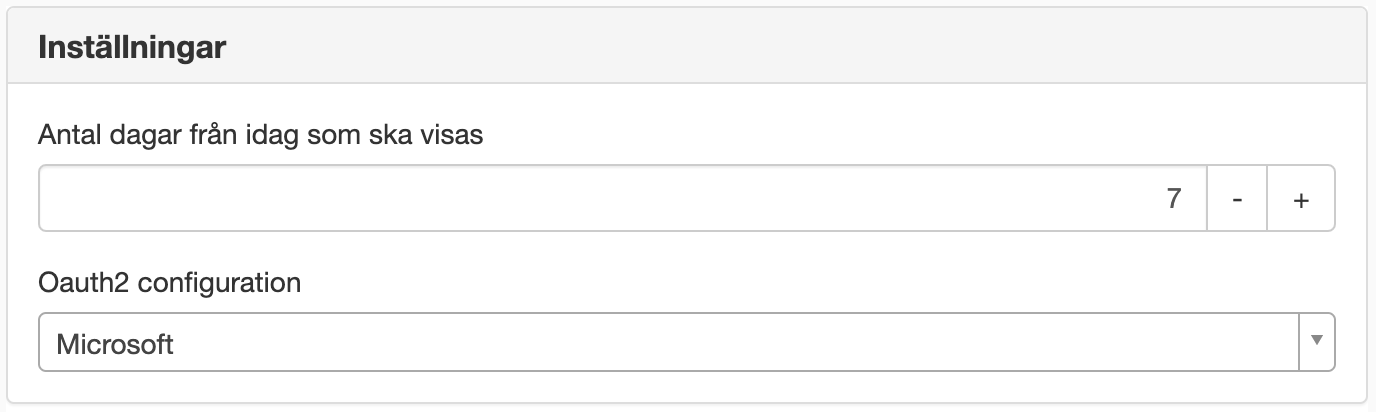 Inställningar Microsoft kalender