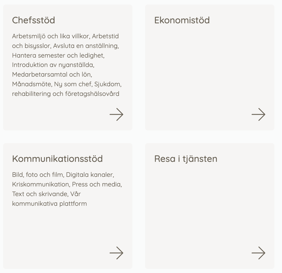 Exempel puffmeny - med undersidor