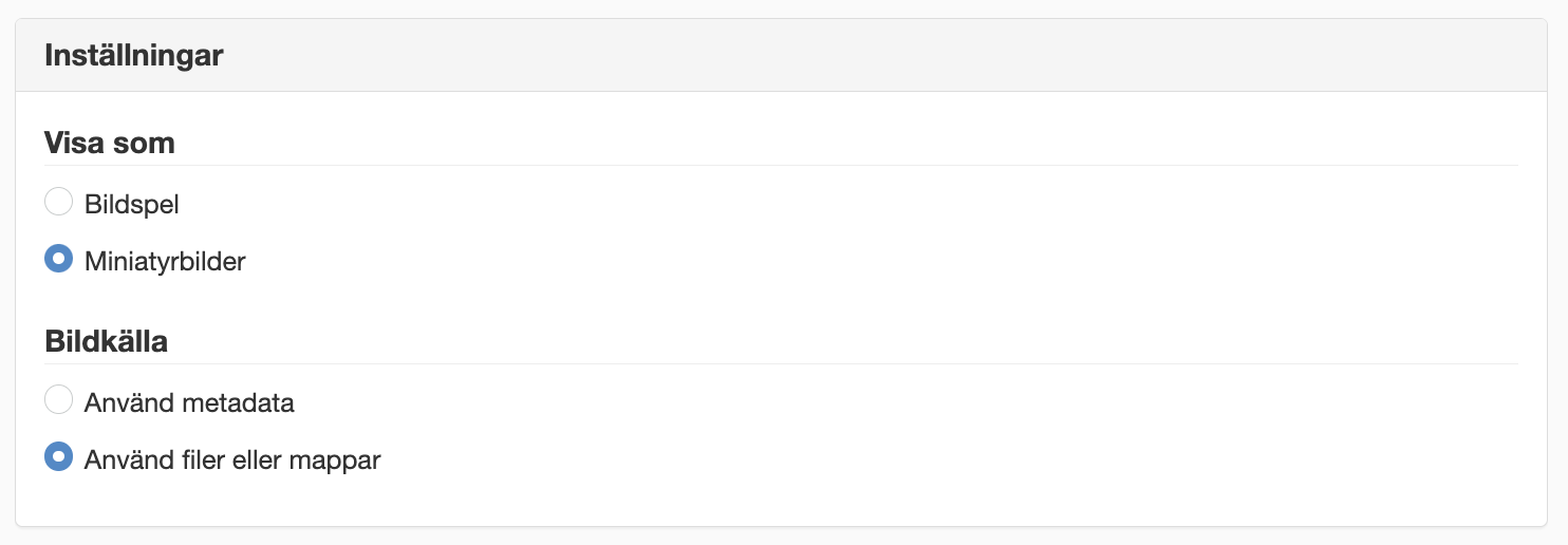 Inställningar bildspel