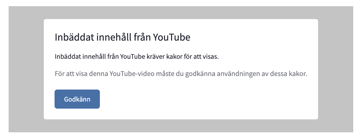 Godkänn kakor på YouTube
