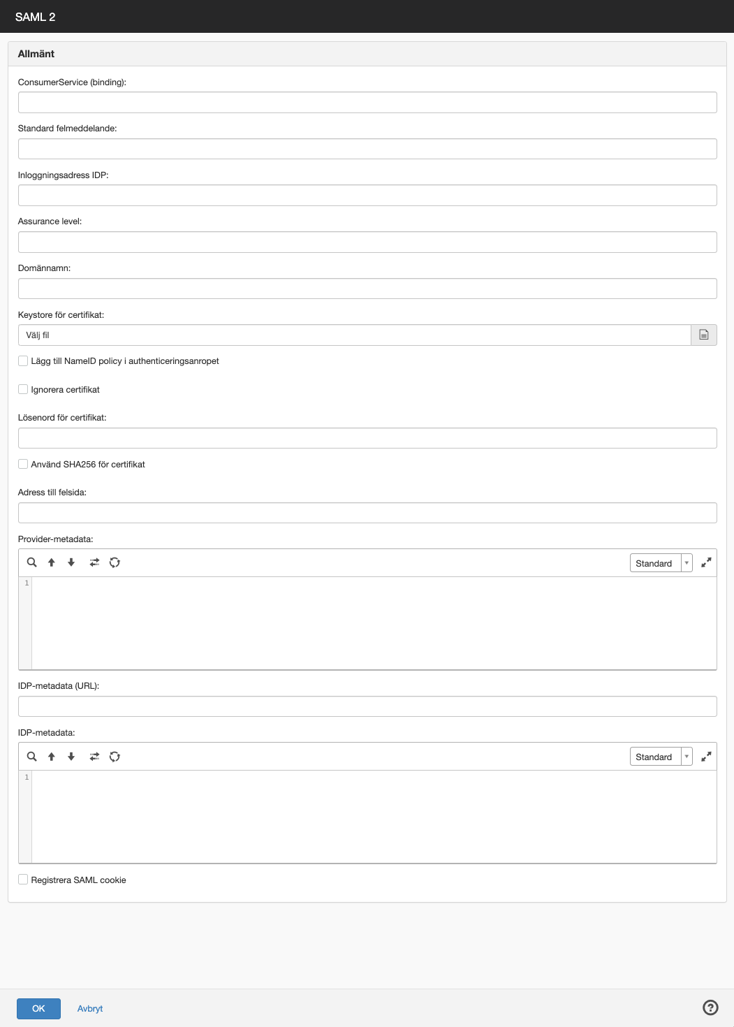 Inställningar för SAML-filter
