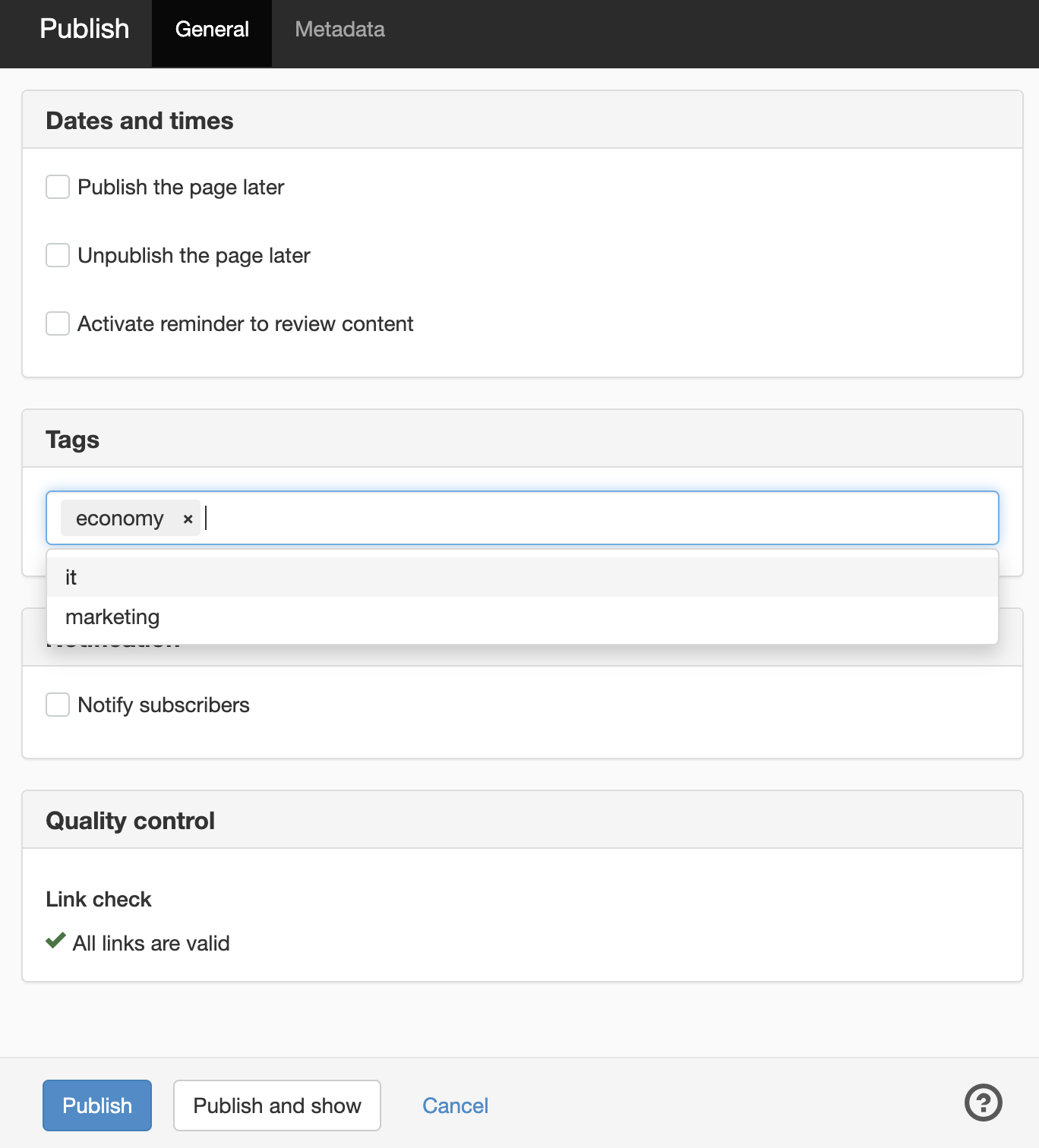 Add tag publish