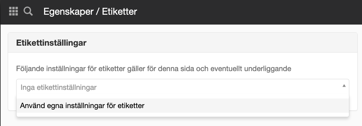Etikettinställningar