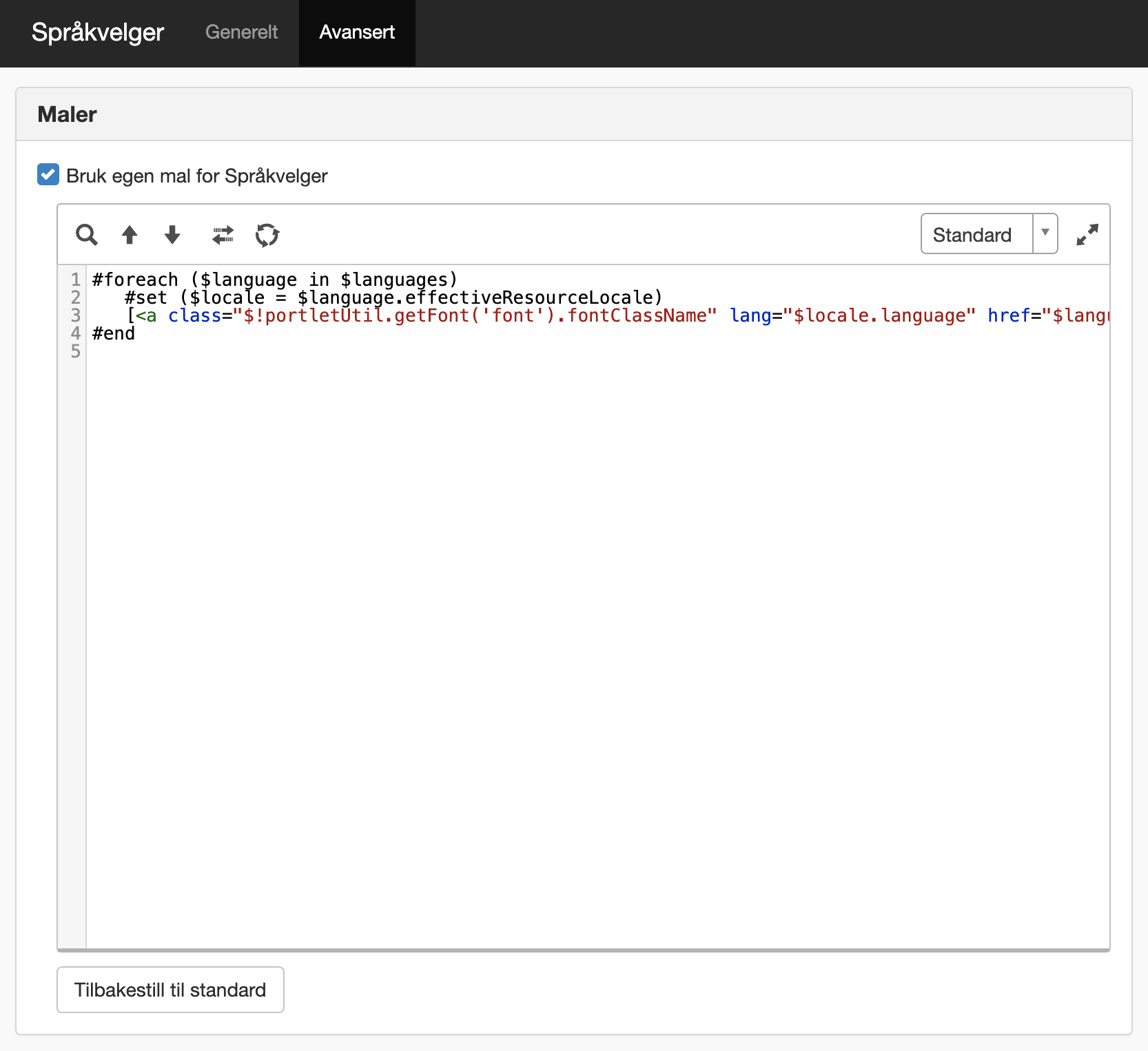Språkväljare avancerat