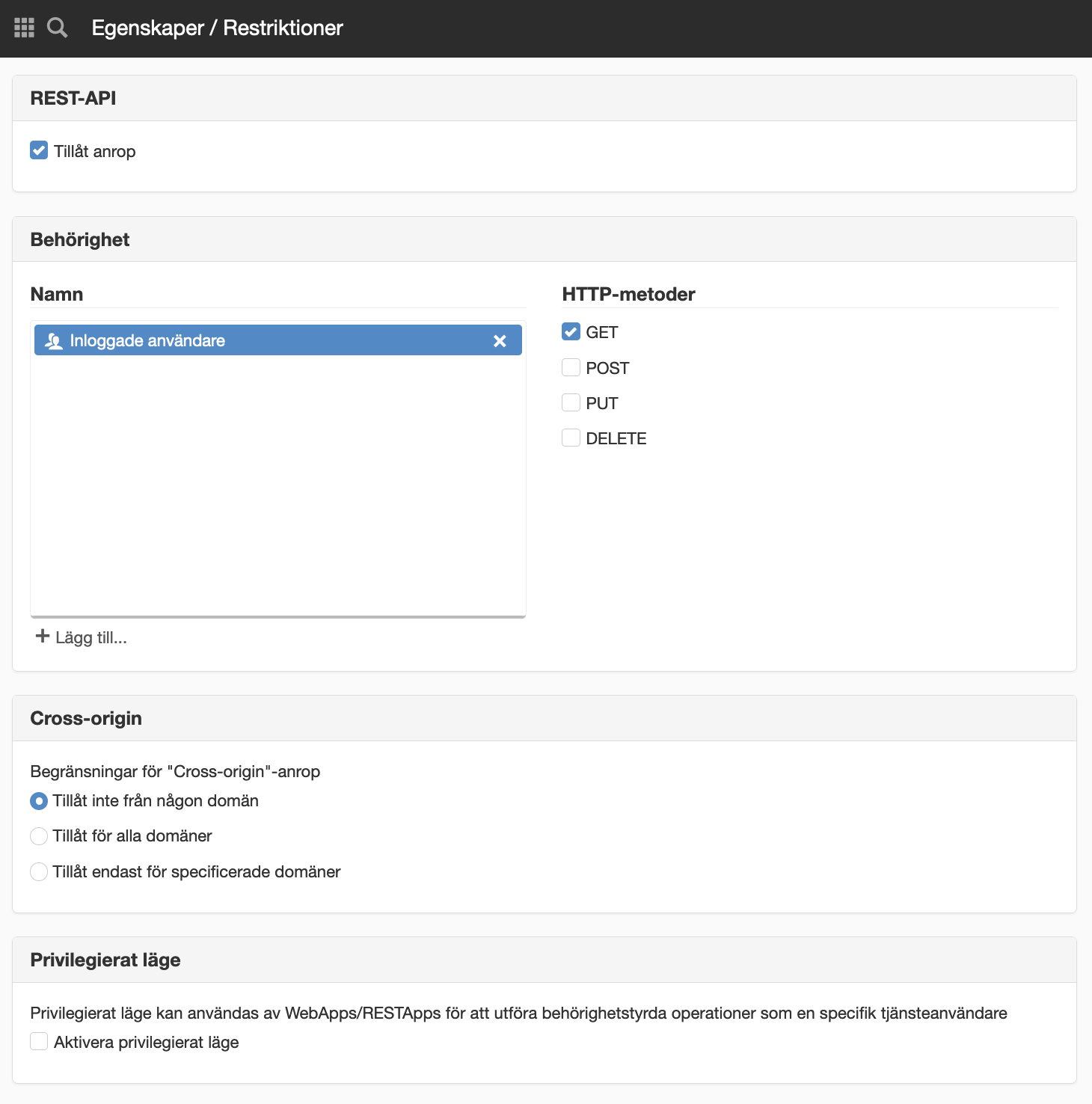 Restiktioner RestApp