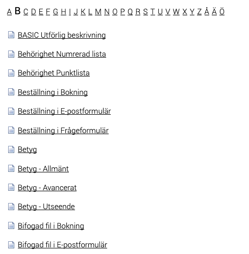 A-Ö lista