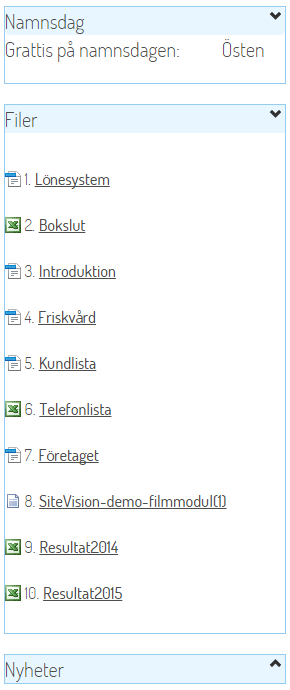 Exempel på ett öppet verktygsfält