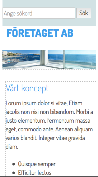 Startsida för en telefon