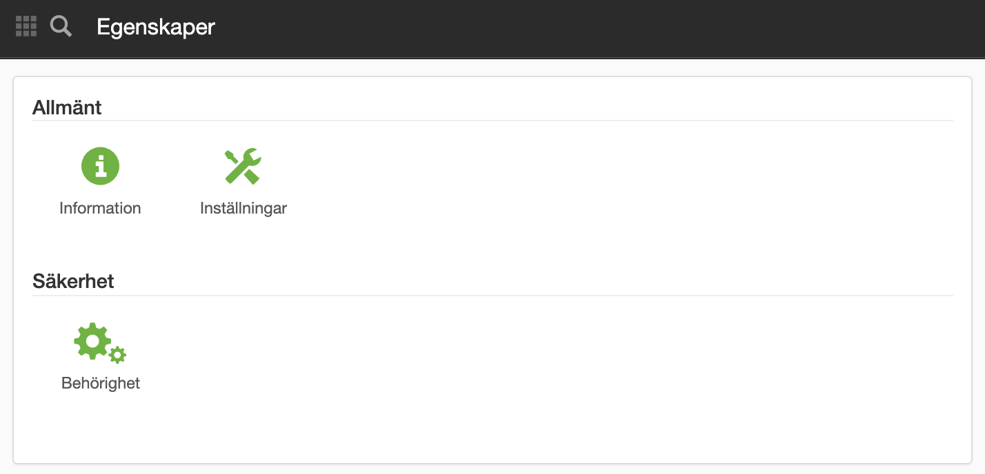 Egenskaper på en webapp