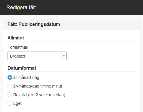 Inställningar för publiceringsdatum