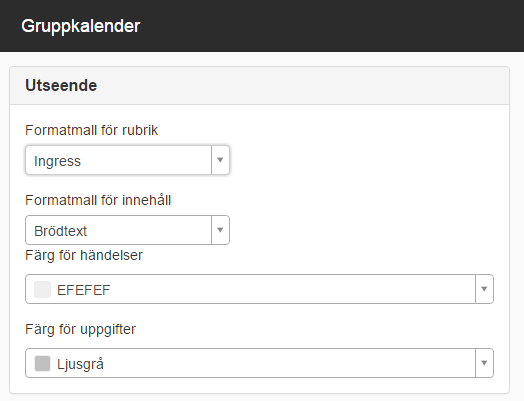 Utseende gruppkalender