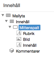 Innehåll i mallen
