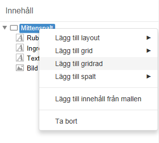 Skärmdump på hur man lägger till en gridrad