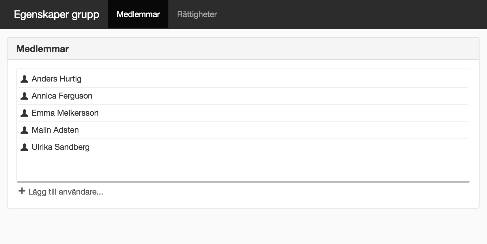 Egenskaper grupp