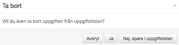 ta bort uppgift