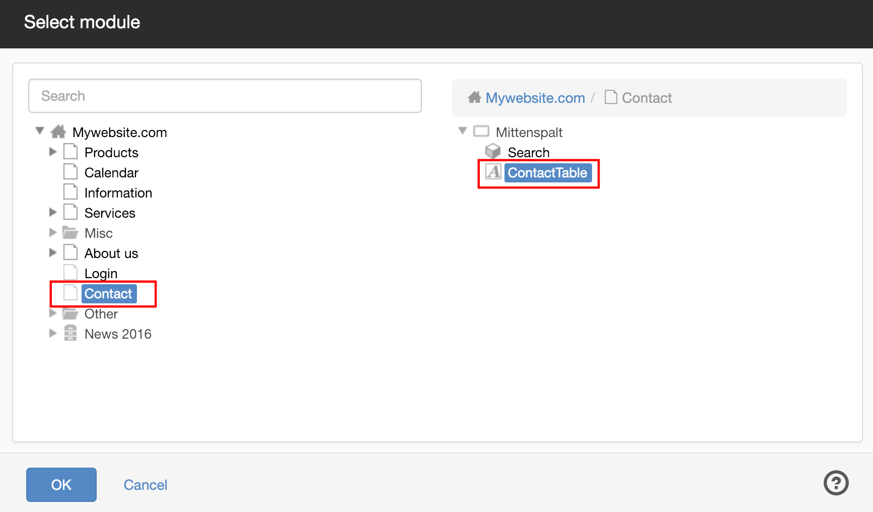 Select module