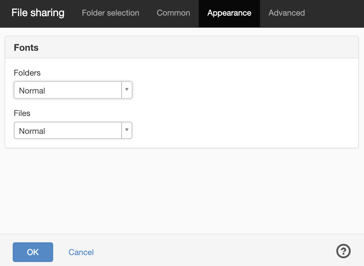 Settings file sharing