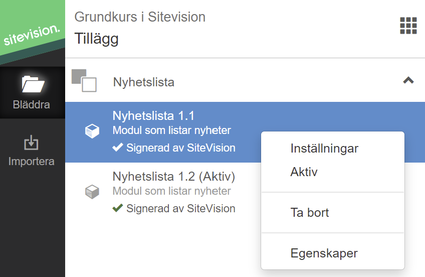 Aktivera den nya versionen
