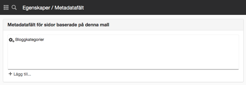 Aktivera metadatafält på mallen