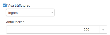 Visa träffutdrag