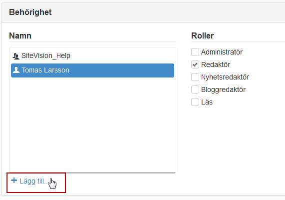 Dialog för att lägga till användare