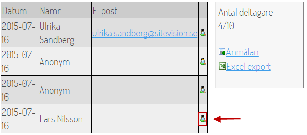 Skärmdump på adm av webbanmälan