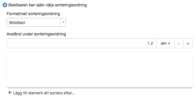 Inställningar för besökssortering