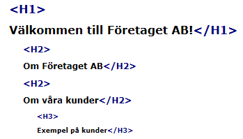 Korrekt rubrikstruktur