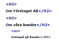 En rubrikstruktur som saknar h1
