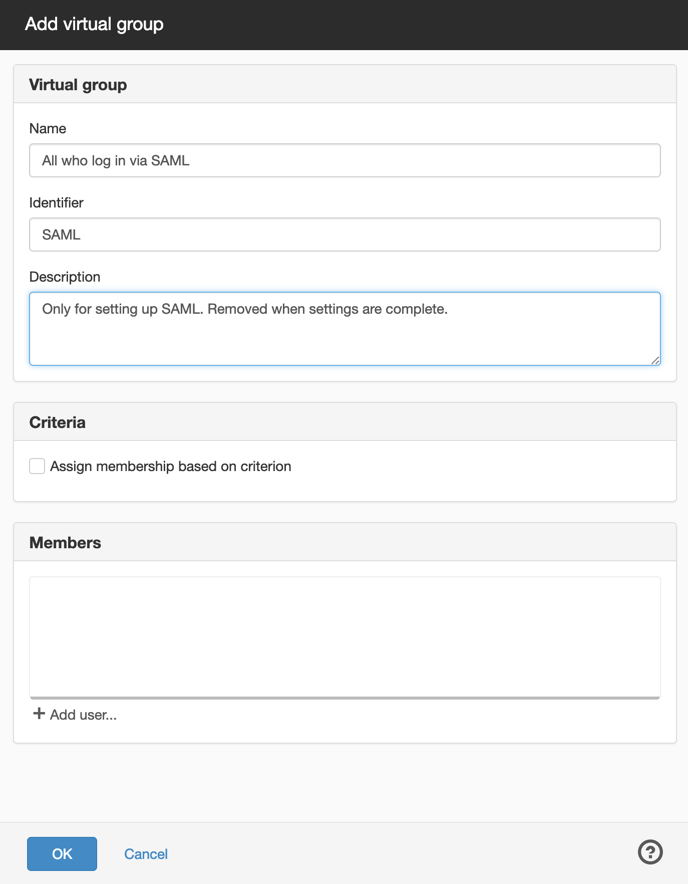Add group for SAML
