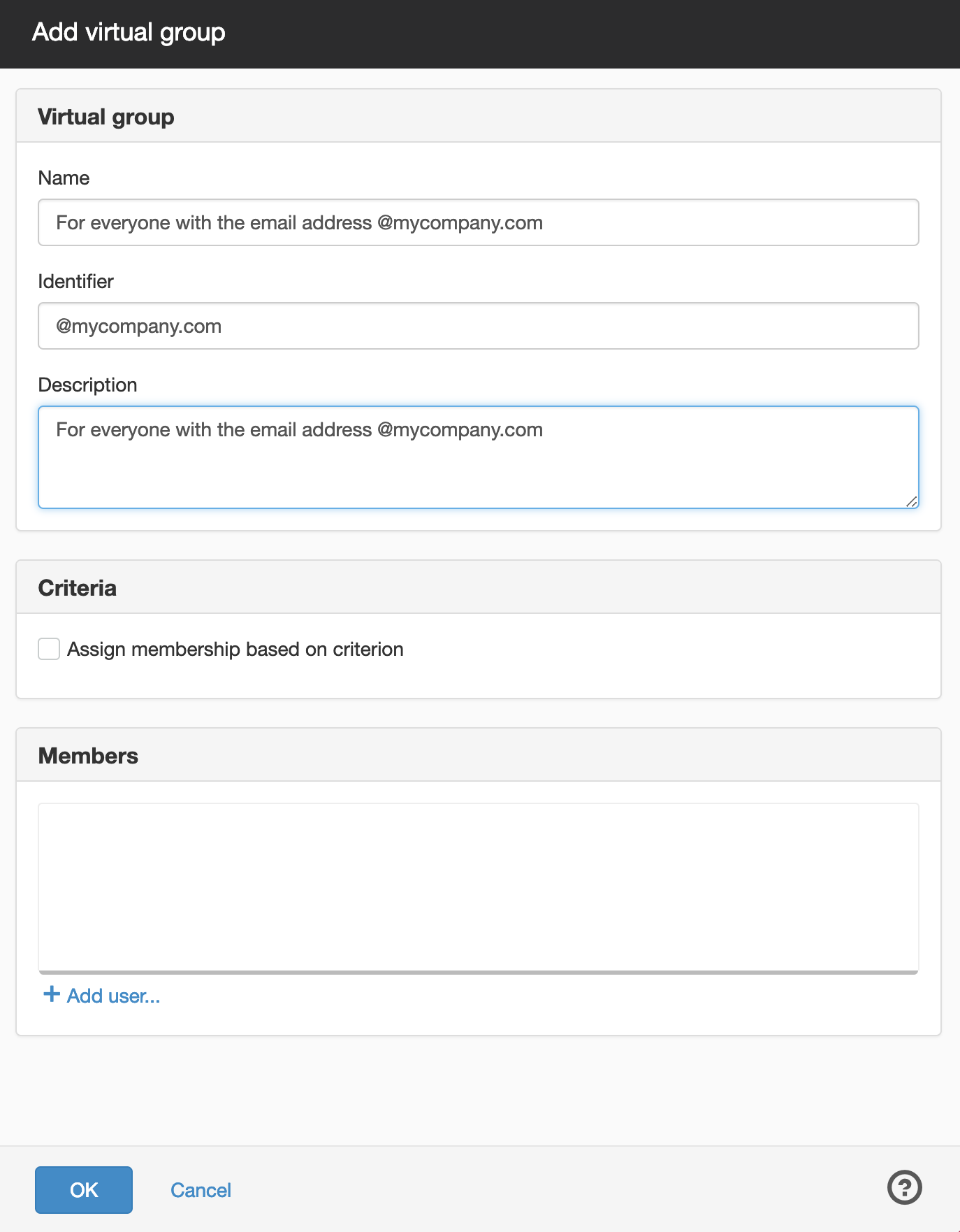 For anyone with the email address within a particular domain