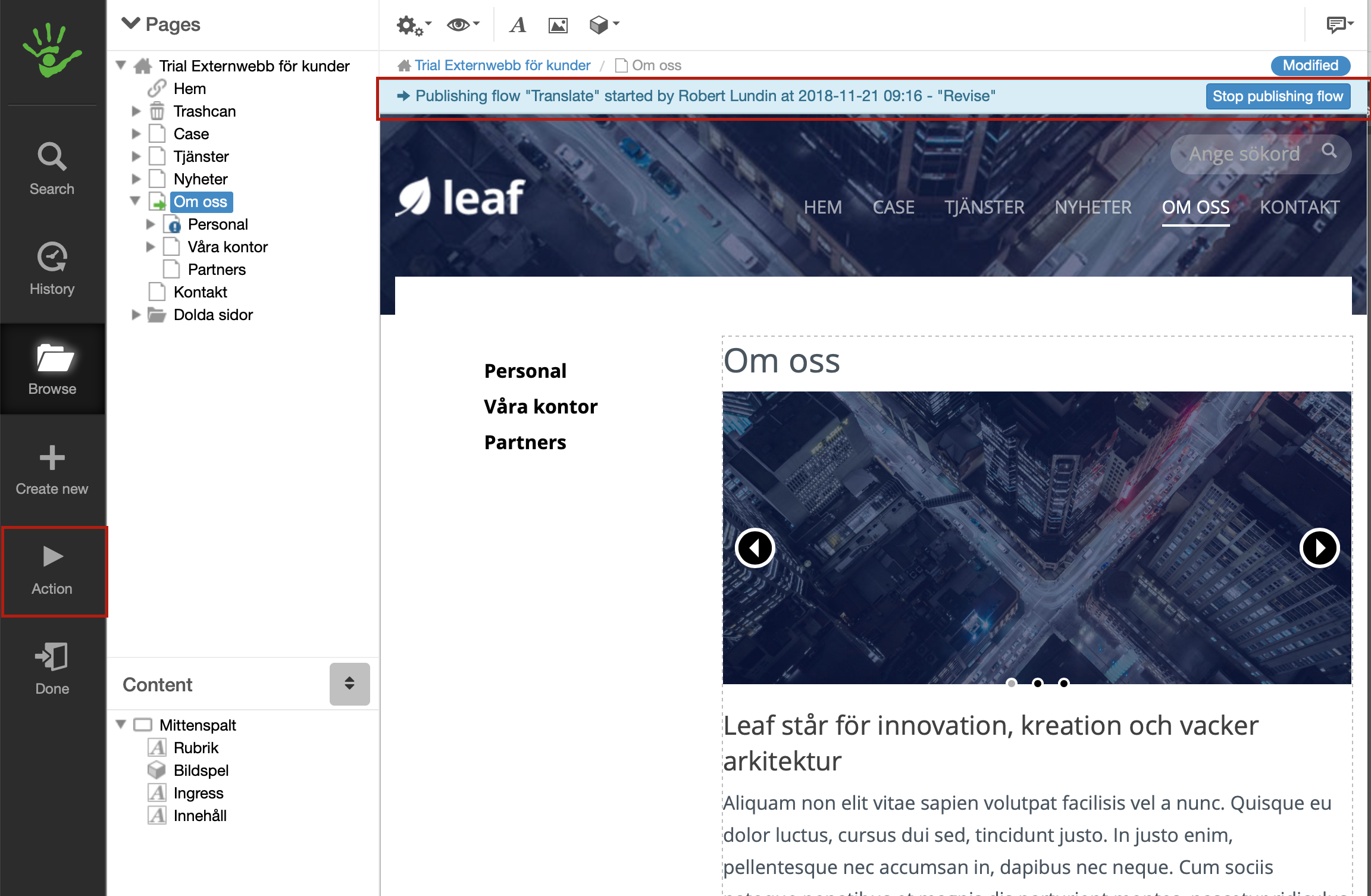 Statusinformation och åtgärda ikon