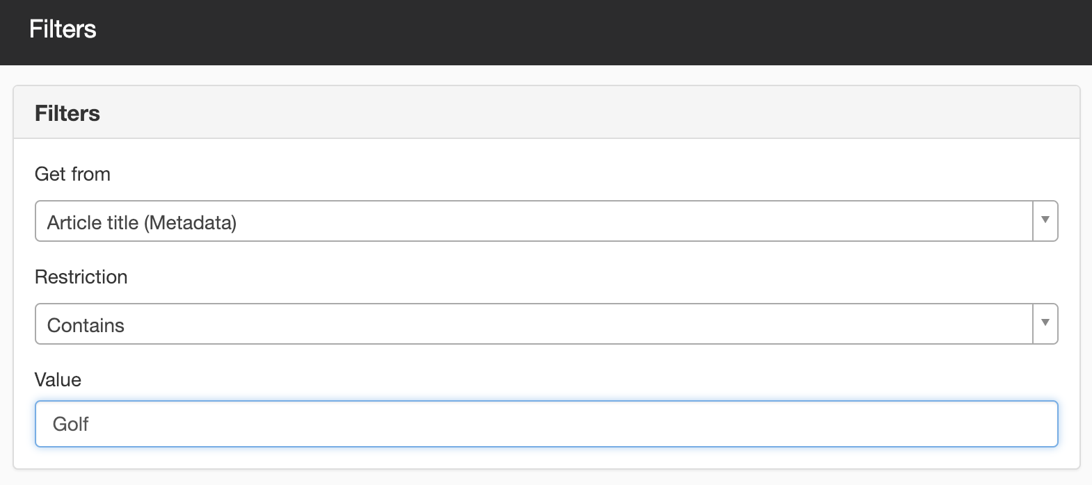 Link list - filter