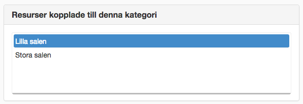 Resurser kopplade till kategori