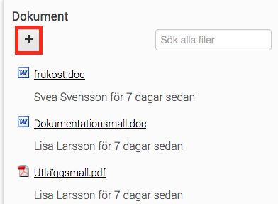 Lägg till fil, plusknapp