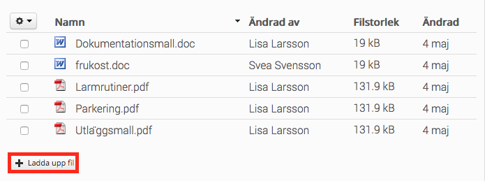 Lägg till fil via filsidan