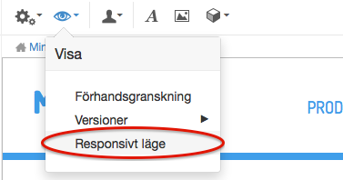 Verktygslist, ikonen Visa, Responsivt läge