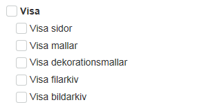 Rättigheter i kategorin Visa