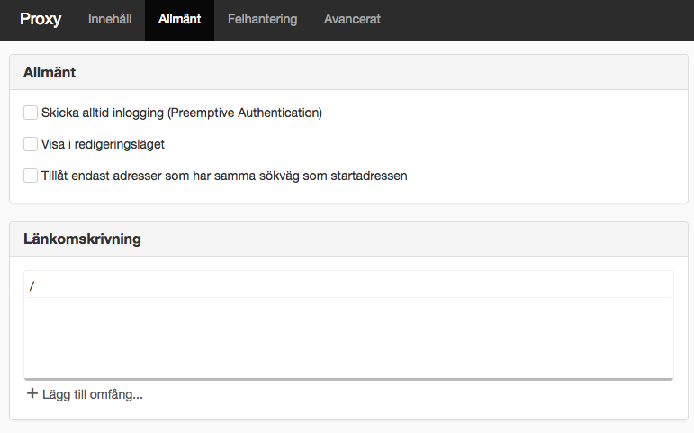 Inställningar för Proxy