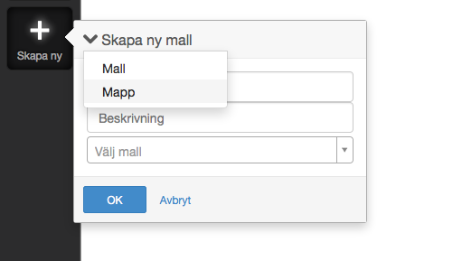 Skapa ny mapp i navigatorn för mall